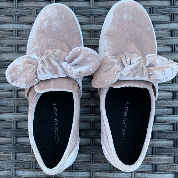 Rebecca MINKOFF Women’s Stacey Velvet Studded Bow Slip-On Sneakers - Picture 16 of 17